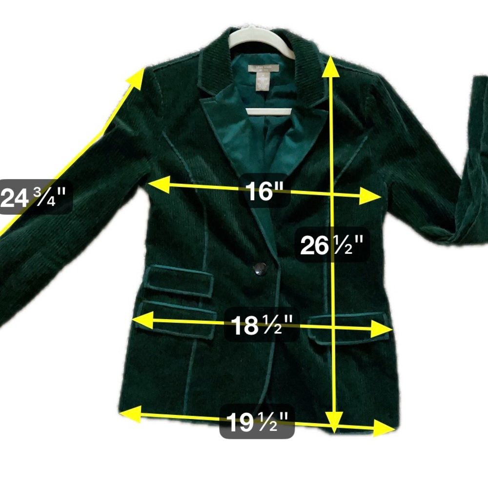 Joan Vass Teal Green Corduroy Blazer Tailored Jacket Quiet Luxury Chic Size 10 - Picture 6 of 8